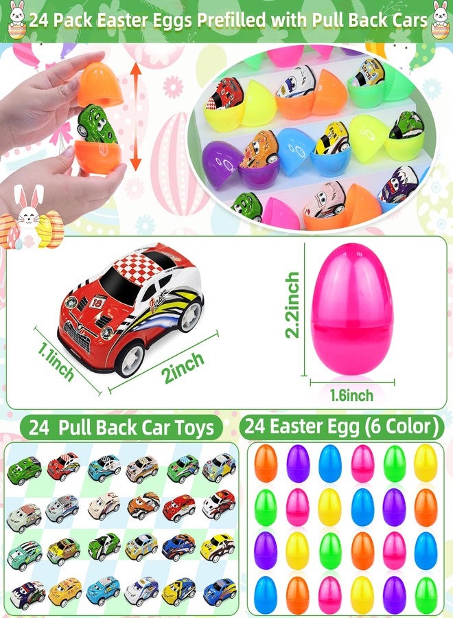 AMENON 24 Pack Prefilled Easter Eggs Pull Back Cars, Easter Basket Essential Toys Colorful Racing Vehicle for Kids Boys Toddlers Egg Hunt Basket Stuffers Filler Surprise Egg Hunt Party Favor Classroom Prize - Image 2